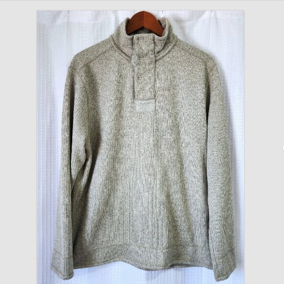 Field & Stream Sweater Size Large Knit Cream Colour 3 Button Mock Neck Pullover - Picture 1 of 6